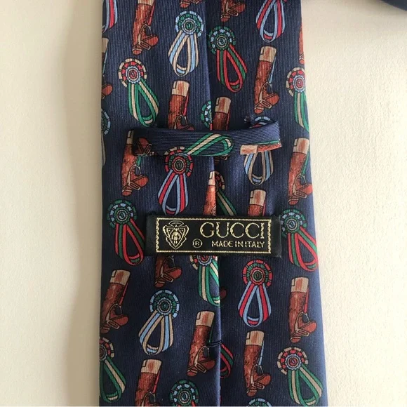 GUCCI Luxury Equestrian Vintage Silk Tie Rare - Picture 6 of 11
